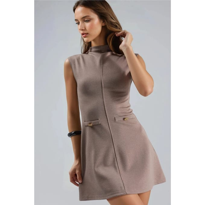 Mini-jurk met staande kraag en zakdetails