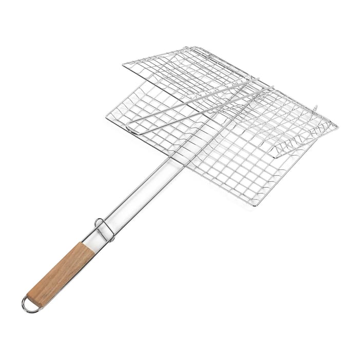 BBQ Grillmand Verchroomd Staal Roestvrij Multifunctioneel Vis Grillmand voor Buiten white