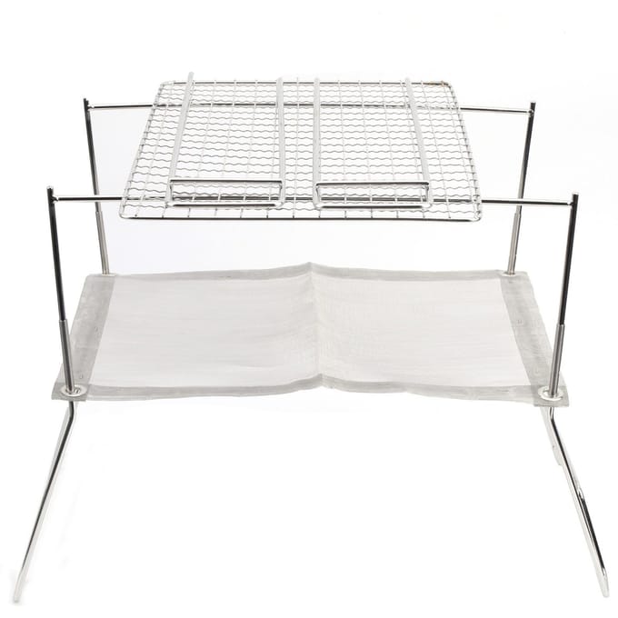 RVS Draad Buiten Barbecue Kachel Opvouwbare Grill met Baknet BBQ Camping white