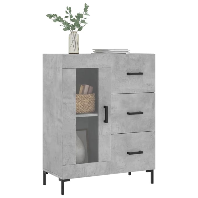 vidaXL - Dressoir - 69,5x34x90 - cm - bewerkt - hout - betongrijs