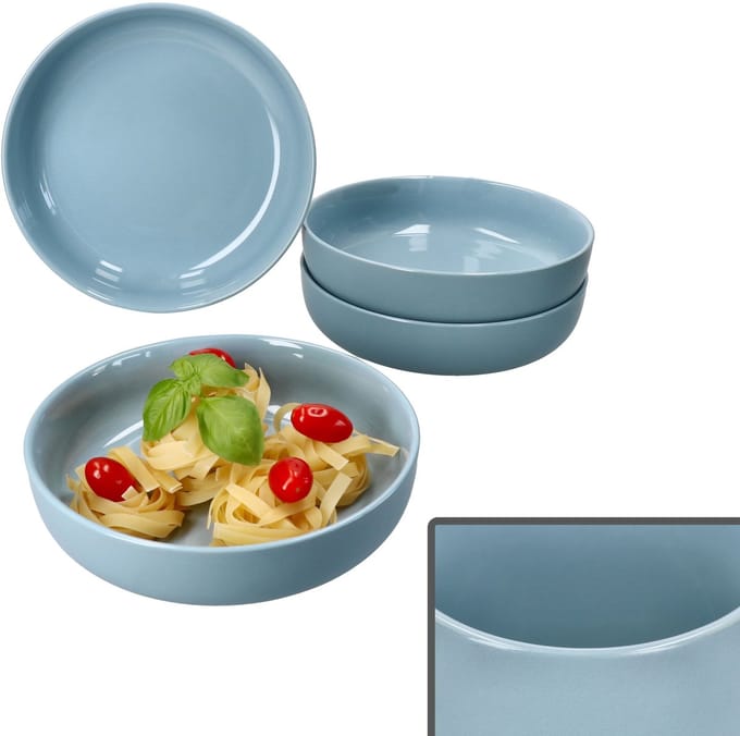Set van 4 Jasper grijs-blauwe steengoed soepborden - 414226