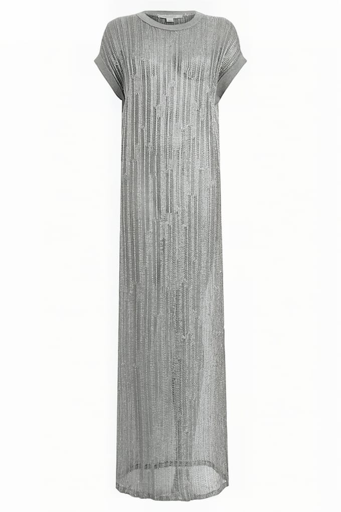 AllSaints Giana Dress Silver Größe: 2 | Maxikleider Outlet | Damen | Grau