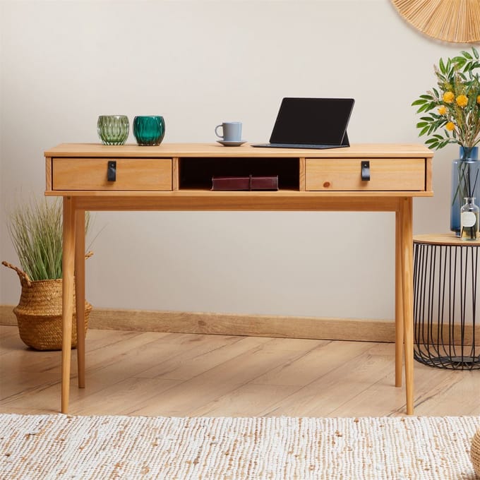 KIM-bureau met 2 lades van massief hout - eikenkleuren