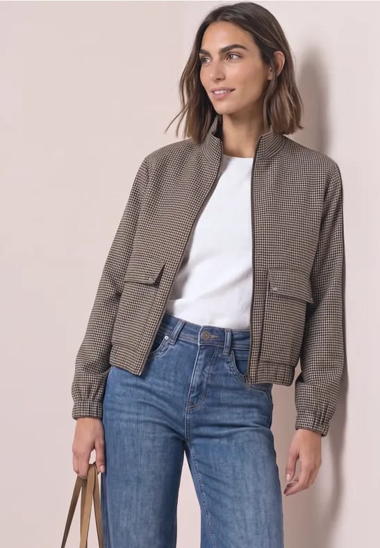 Jasje met houndstooth-patroon en ritssluiting