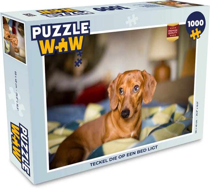Puzzel Teckel die op een bed ligt - Legpuzzel - Puzzel 1000 stukjes volwassenen