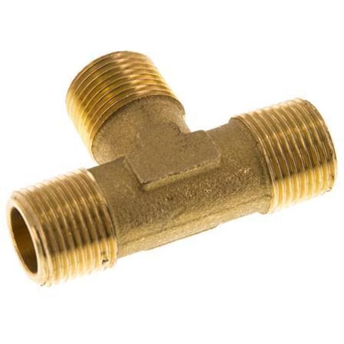 R 3/8'' Buitendraad Messing T-stuk 16 Bar