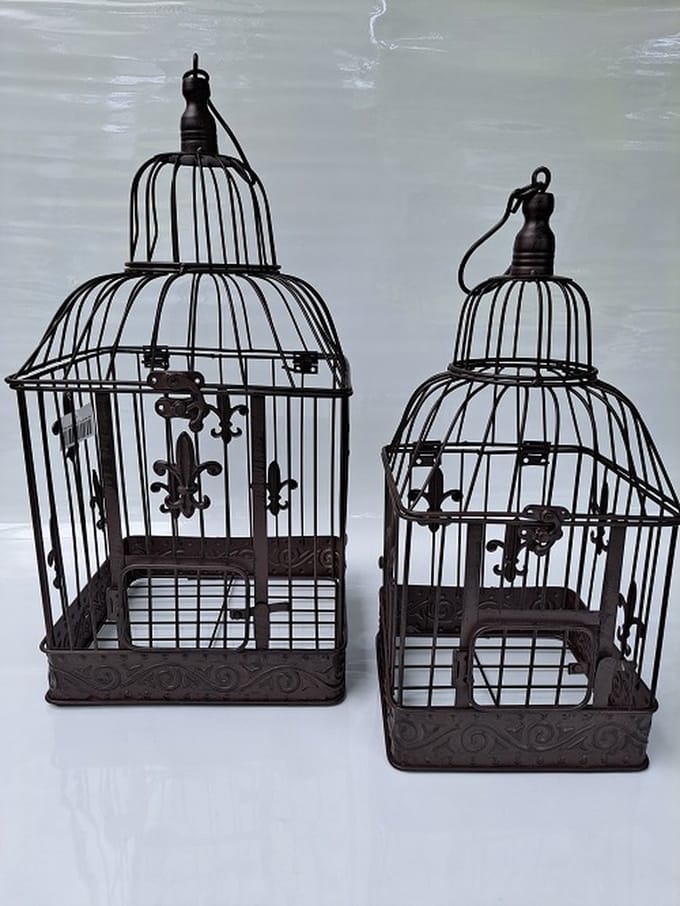 Denza - 2 Metalen vogelkooien VK3VK-AB3750 - functioneel en als decoratie te gebruiken - deco - bird - vogel kooi
