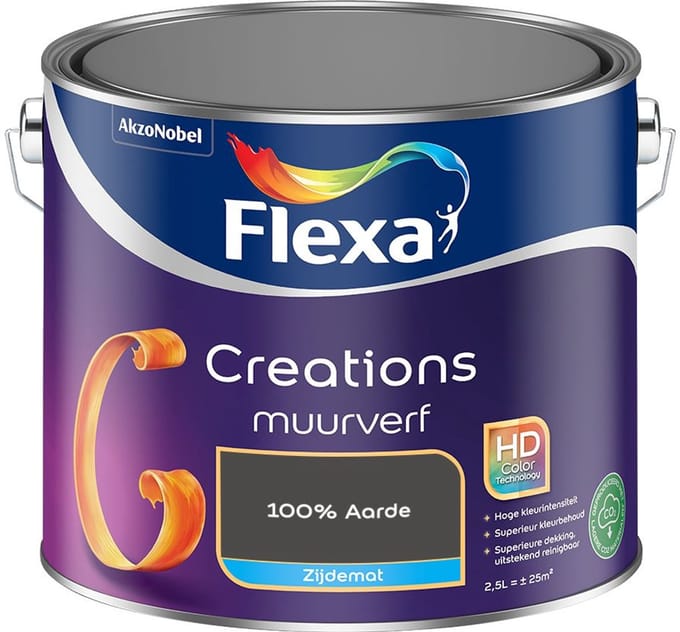 Flexa - Creations Muurverf Zijdemat - 100% Aarde - Mengverf - 2,5 L
