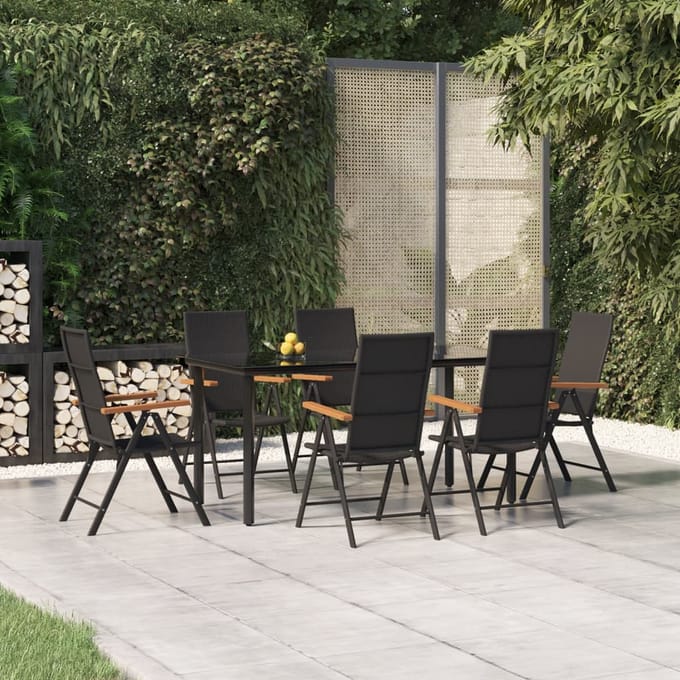 vidaXL - 7-delige - Tuinset - poly - rattan - zwart - en - bruin