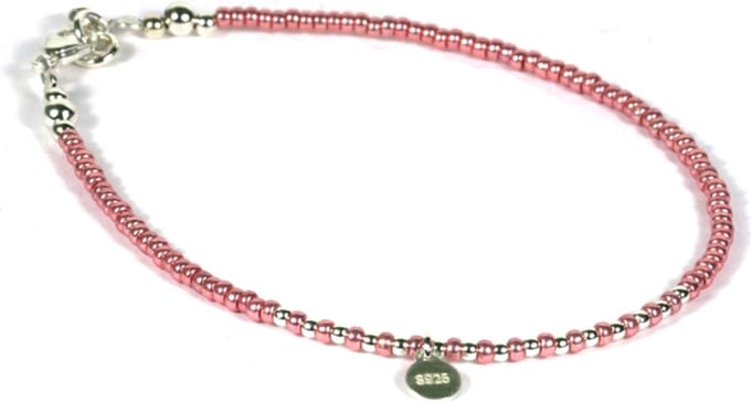Heaven Eleven - dames - Enkelbandjes - zilver - 925 - roze - 1mm - 25cm