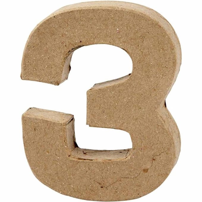 Cijfer, 3, H: 10 cm, B: 8 cm, dikte 1,7 cm, 1 stuk