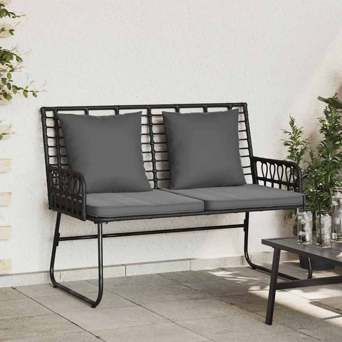 vidaXL - Tuinbank - Zwart - en - Anthraciet - poly - rattan
