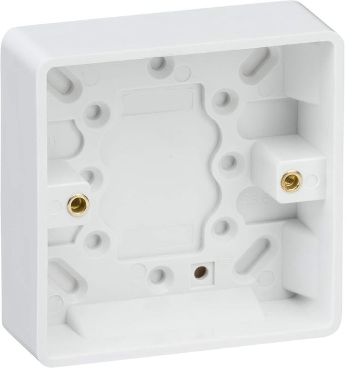 Standaard Vierkante Rand Wit Kunststof Pattress Box-Single 25mm