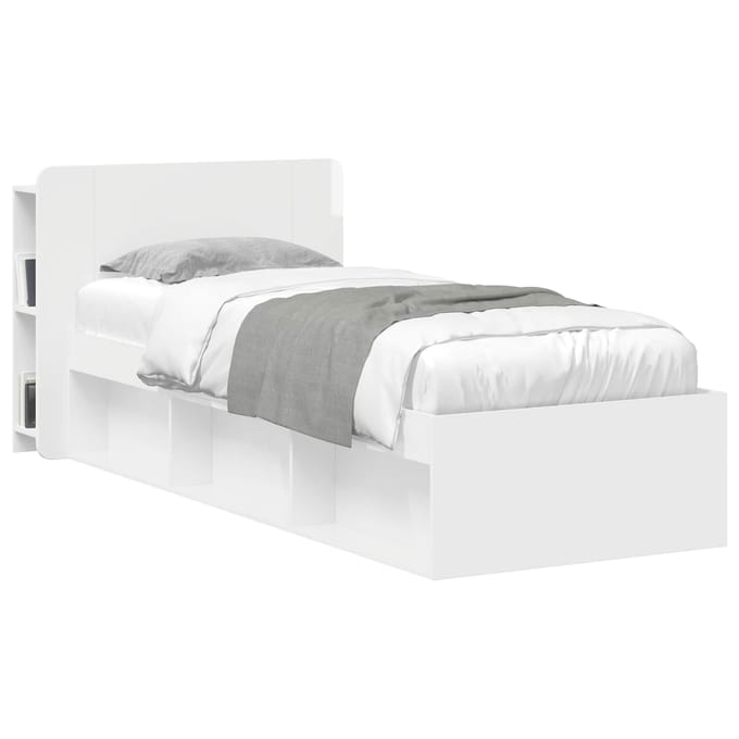 vidaXL - Hoofdeinde - Kast - met - opslag - Hoogglans - Wit - Bewerkt - hout