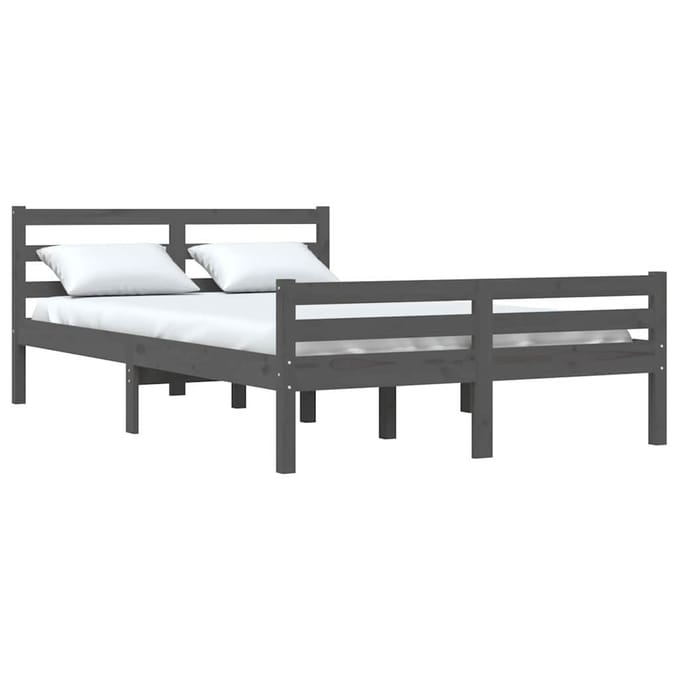 vidaXL - Bedframe - massief - hout - grijs - 120x200 - cm