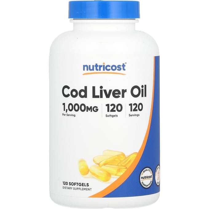 Nutricost, Huile de foie de morue, 1 000 mg, 120 capsules molles