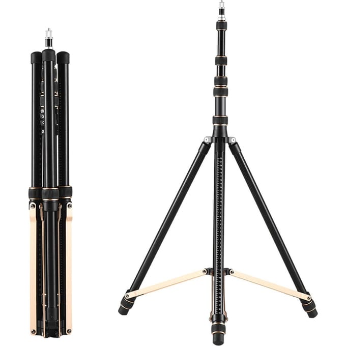 252cm 99in Verstelbare Statief Stand Videolamp Statief Aluminiumlegering 4 secties Verstelbaar 6kg 13.2lbs Draagvermogen met black