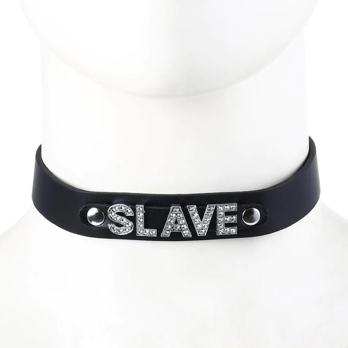 Smart Moves - Collar met Strass Letters SLAVE - Zwart