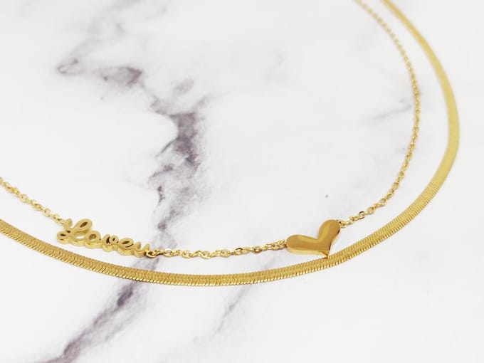 Mei's - Muse Double Love - ketting dames - goud - 37 t/m 42 cm