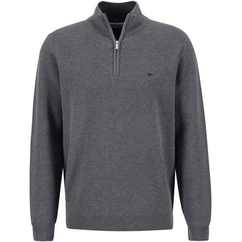 Fynch-Hatton Trui Troyer-Zip Fine Structure Steel / male