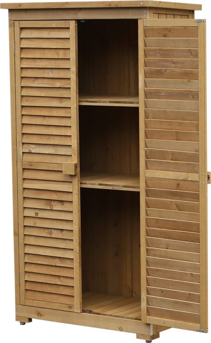 Outsunny houten tuinkast - lessenaarsdak - 3 planken - bruin