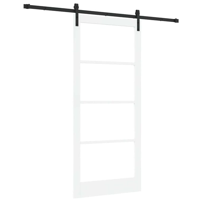 vidaXL - Schuifdeur - ORKDAL - Wit - 93 - x - 211 - cm - Massief - grenenhout - en - glas