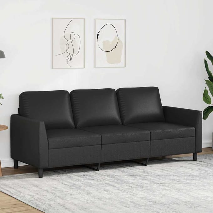 vidaXL - Driezitsbank - 180 - cm - kunstleer - zwart
