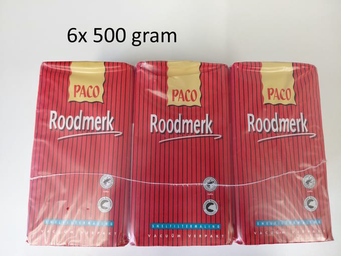 Paco - koffie snelfiltermaling filterkoffie - rood - 6x 500 gram