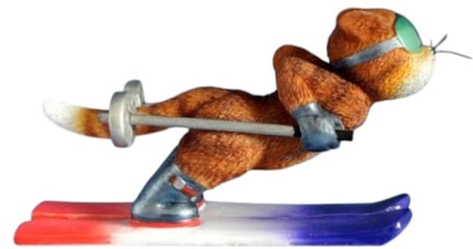 Stoere kat op ski's - 9 Lives Beeldje - Parastone - 7,5 cm