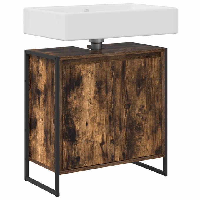 vidaXL - Badkamerkast - Rook - Eik - 60 - x - 30 - x - 60 - cm - Bewerkt - hout