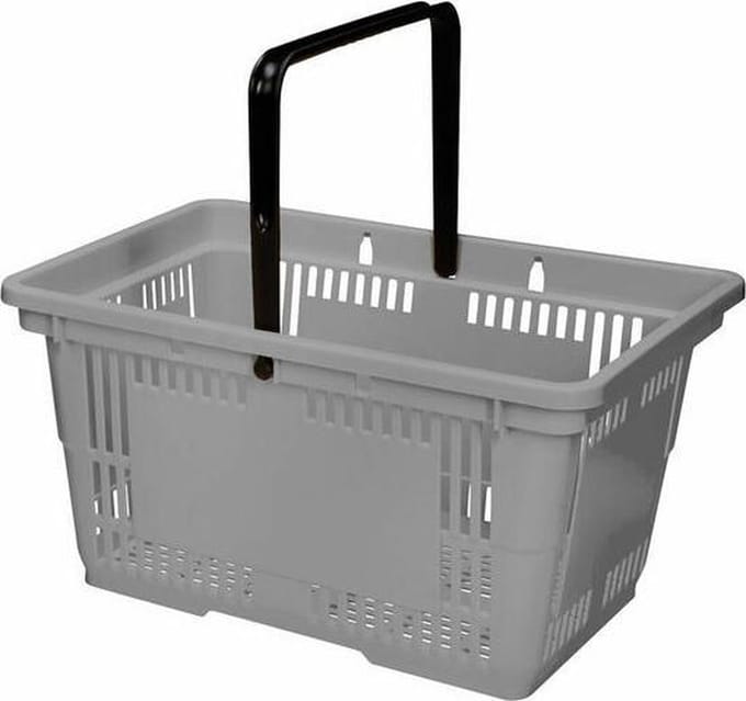 Winkelmandje 28 liter - grijs - 1 handgreep - 10 stuks