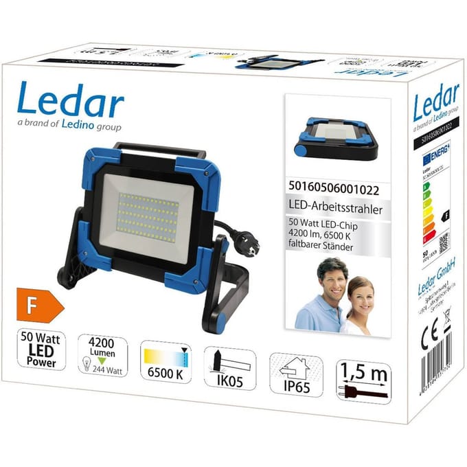 Ledino LED schijnwerper Ledar 6.500 K 120° zwart 50 W