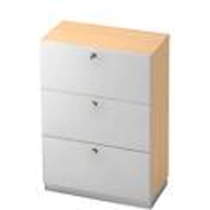 Hangmappenkast, 3 ordnerhoogten, B 800 x D 420 mm, esdoornpatroon/wit