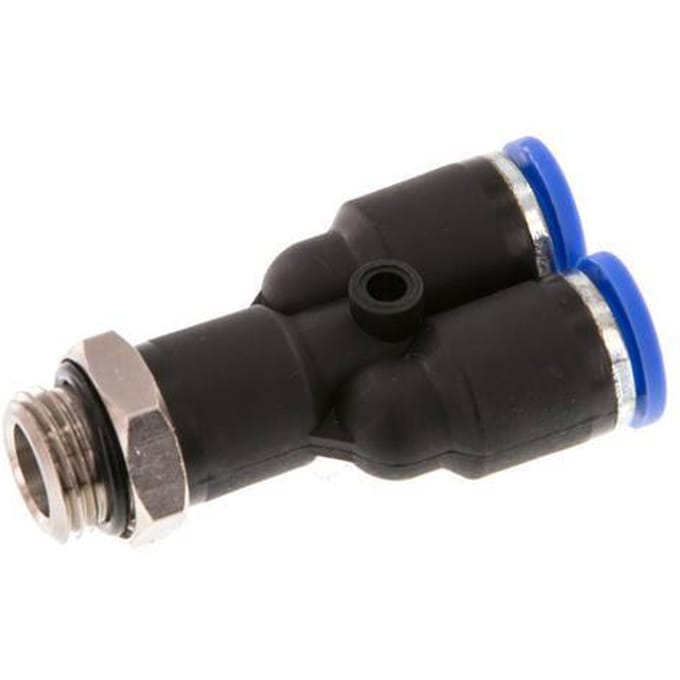 8mm x G1/4'' Y-koppeling Messing/PA 66 Insteekfitting Buitendraad Draaibaar NBR [2 Stuks]