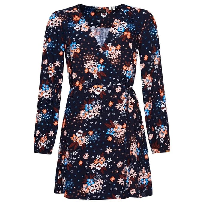 Superdry - Mini-wikkeljurk met print - Dames - Jurken
