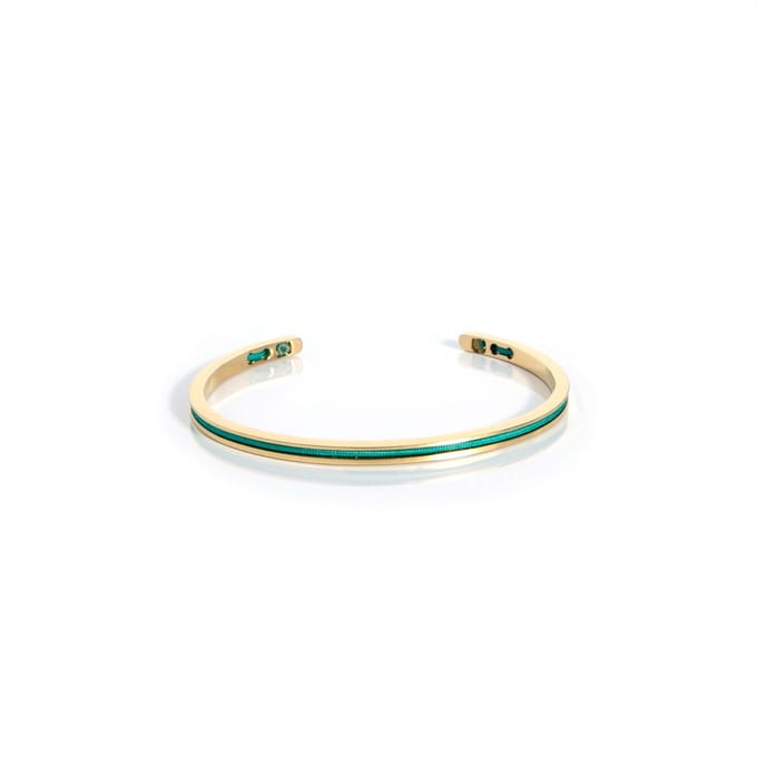 Marenca gouden cuff armband met turquoise touw