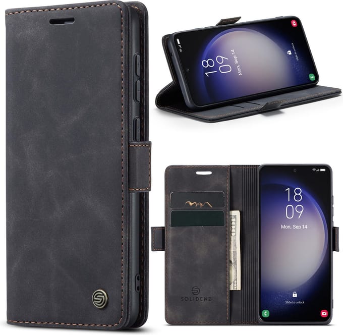 Solidenz Hoesje - Geschikt voor Samsung Galaxy S23 - Urban Book - Zwart