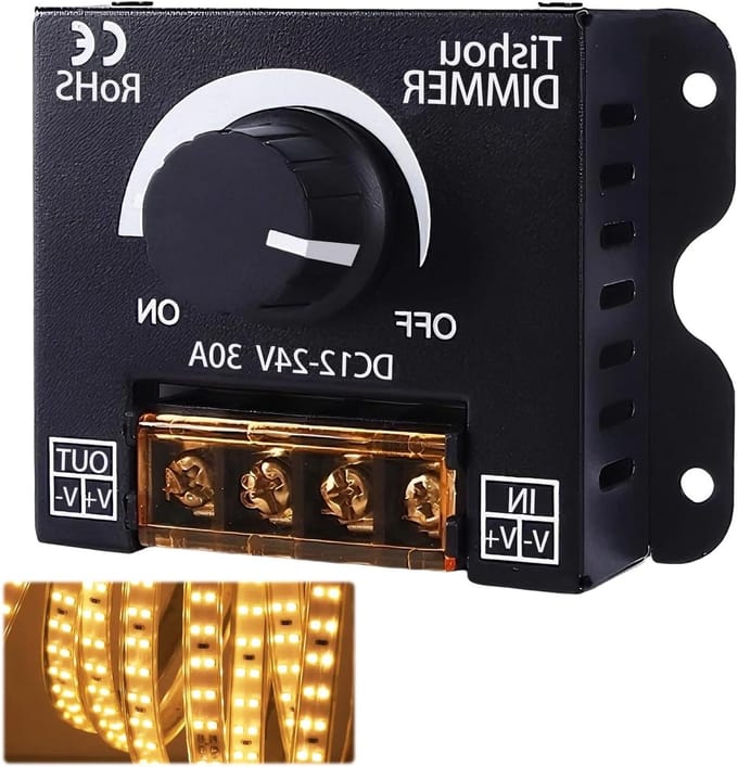 LED Controller, 12 V, 24 V, 30 A, PWM, Dimmer with On/Off Button, Intensity Controller for Monochrome LED Strip 5050 - ShopVlot