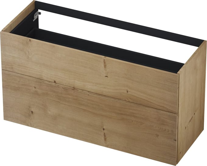 INK wastafelonderkast 2 laden greeploos push to open fineer eiken 120x45x65cm, ash grey