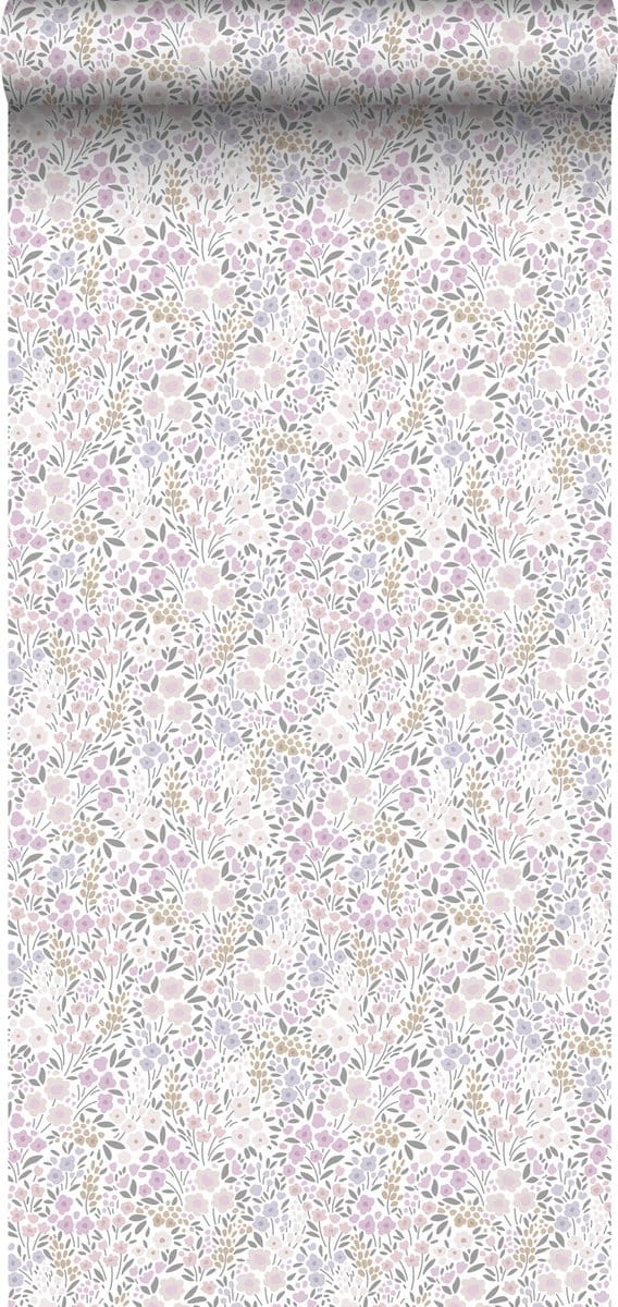 ESTAhome behang bloemetjes lila paars - 53 cm x 10.05 m - 139534