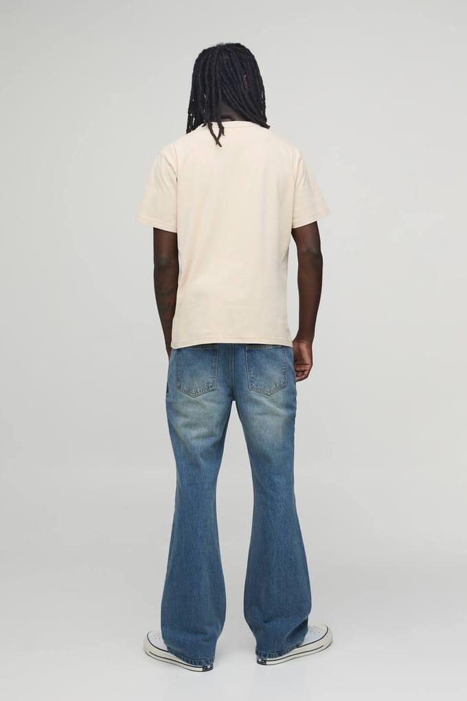 Essential Slim Flare Rigid Washed Jeans | Antique Blue | Size 52S