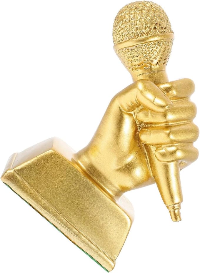 Microfoon Trofee - Muziek Award - Zingen Wedstrijden - Creatief Ontwerp - 13.5X11X5CM - Goud