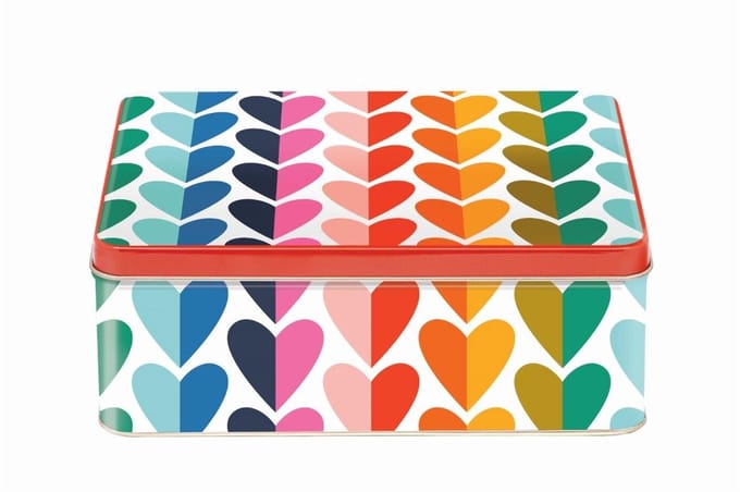Blik Regenboog harten 19,5x15,4x7,5cm