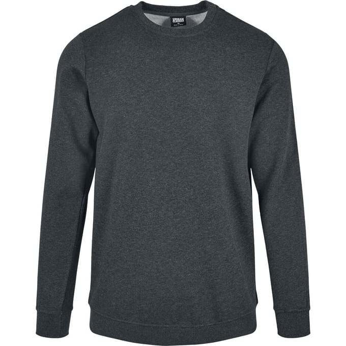 Urban Classics Sweatshirts - Basic Terry Crew - M tot 5XL - voor Mannen - donkergrijs gemêleerd