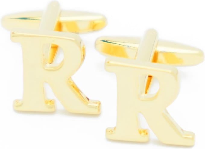 Manchetknopen - Letters Initialen Letter R Goudkleurig