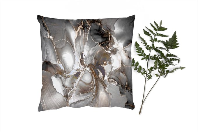 Sierkussens - Kussentjes Woonkamer - 45x45 cm - Grijs - Luxe - Goud - Marmer