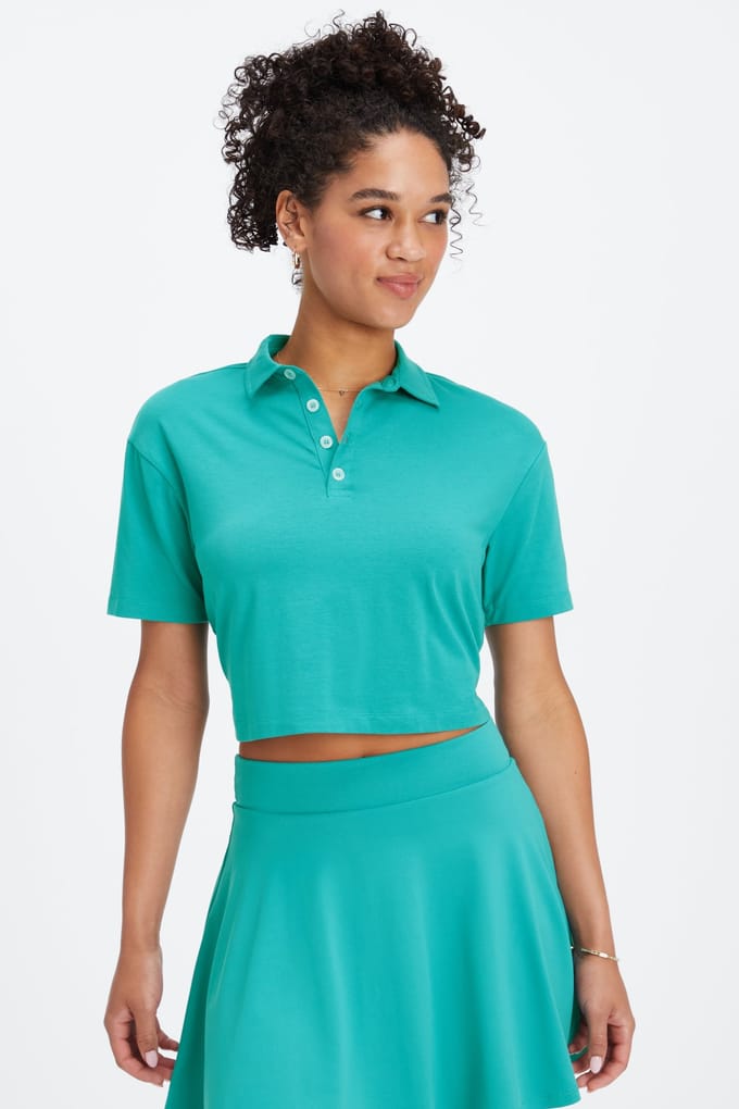 Fabletics Boxy S/s Polo Dark Teal Taglia: M REG | Polo Outlet | Donna | Ciano