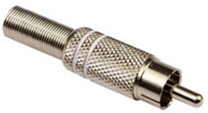 Tulp (m) audio/video connector - tot 6mm - metaal / wit