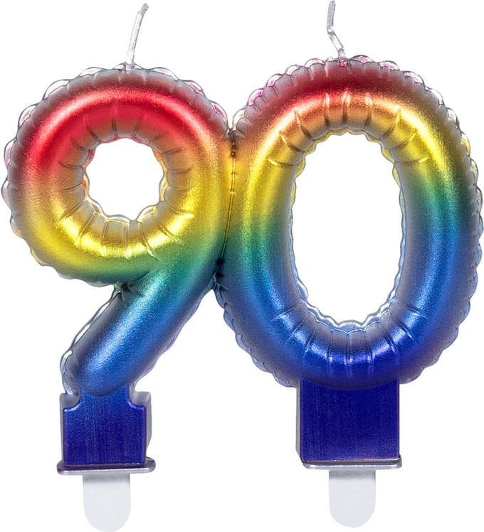 Boland - Kaarsje '90' regenboog 90 Multi - Regenboog - Regenboog