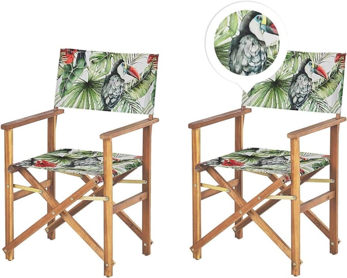Tuinstoelen Set - Hout Acaciaboom - Buiten Ontspannen - Verstelbare Rugleuning - 4 stuks - Groen